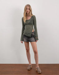 Yamari Top in Jacquard Knit Green