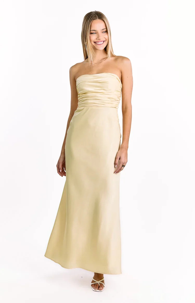 Alexia Yellow Strapless Maxi Dress