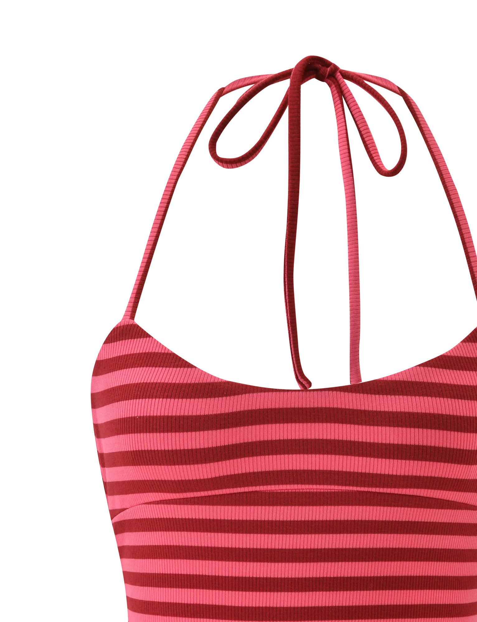 CERYS RIB TOP - PINK RED STRIPE