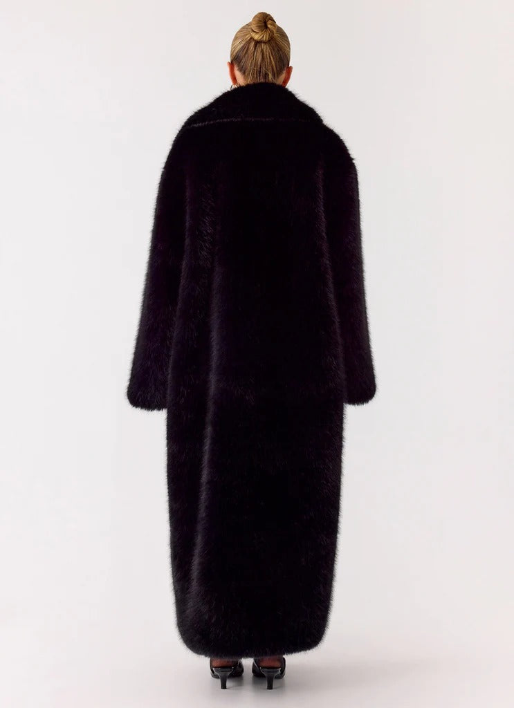 Kamil Faux Fur Maxi Coat - Black