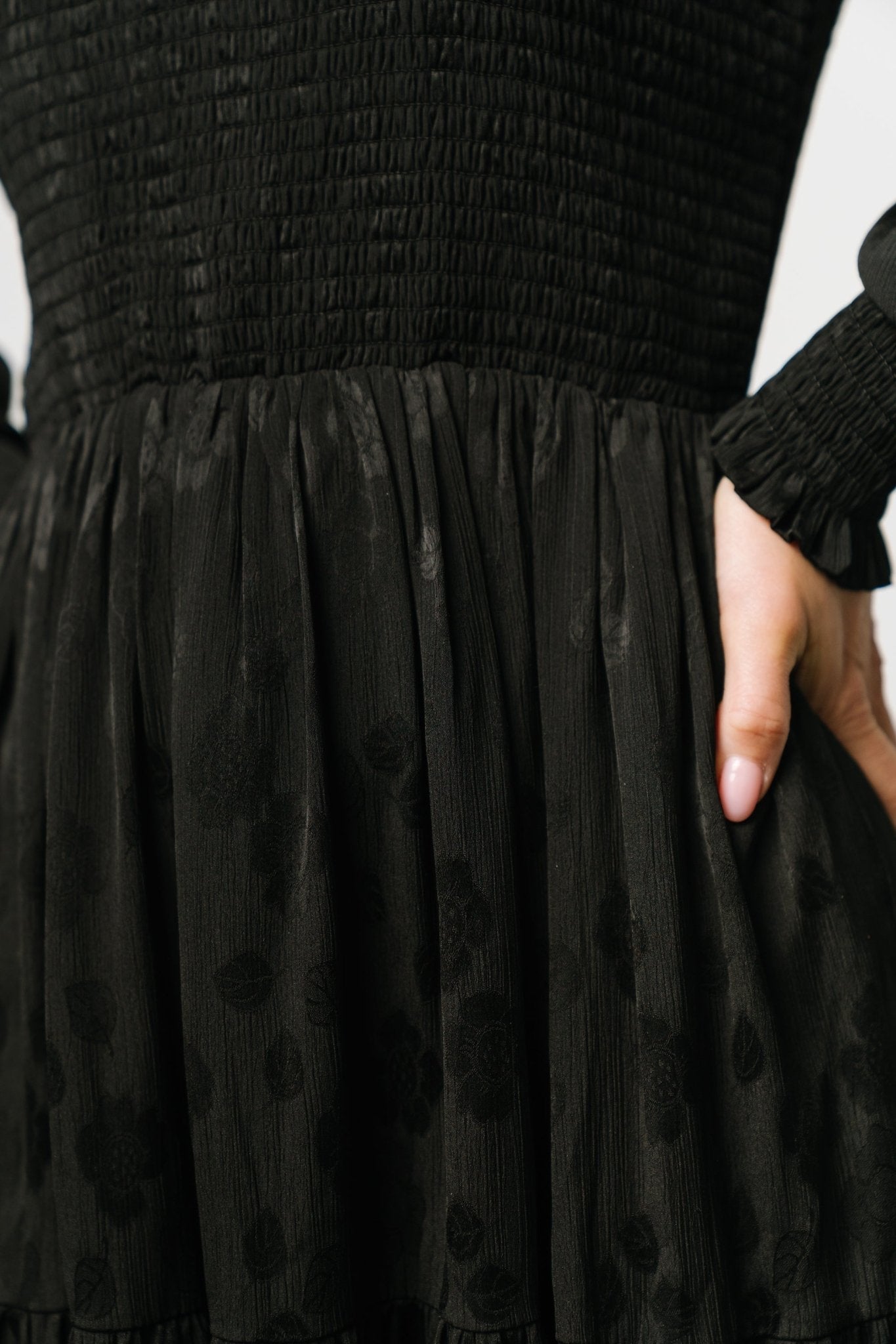 stockholm smocked dress | black